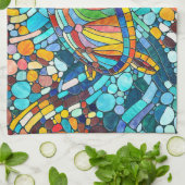 Schildpad Kleurrijke mozaïek kunst Theedoek (Gevouwen)