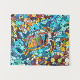 Schildpad Kleurrijke mozaïek kunst Wandkleed