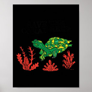 Schildpad Koraal Red het Koraalrif Milieu Poster