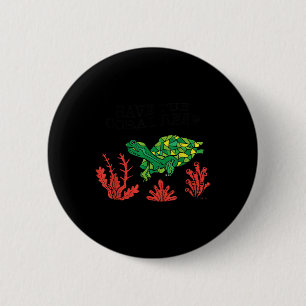 Schildpad Koraal Red het Koraalrif Milieu Ronde Button 5,7 Cm