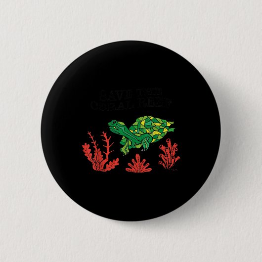 Schildpad Koraal Red het Koraalrif Milieu Ronde Button 5,7 Cm (Voorkant)