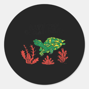 Schildpad Koraal Red het Koraalrif Milieu Ronde Sticker