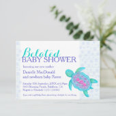 Schildpad kunst late baby shower nieuwe baby aqua kaart (Staand voorkant)