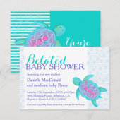 Schildpad kunst late baby shower nieuwe baby aqua kaart (Voorkant / Achterkant)
