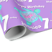 Schildpad kunst leeftijd en naam 7e verjaardag wra cadeaupapier (Rol Hoek)