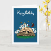 Schildpad Kunst Verjaardagskaart - Voeg eigen teks Kaart (Gele Bloem)