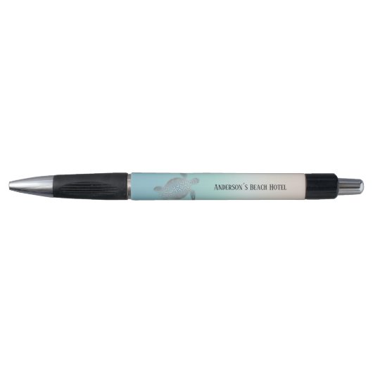 Schildpad Kust Zilver Turquoise Voeg tekst toe Pen (Voorkant)