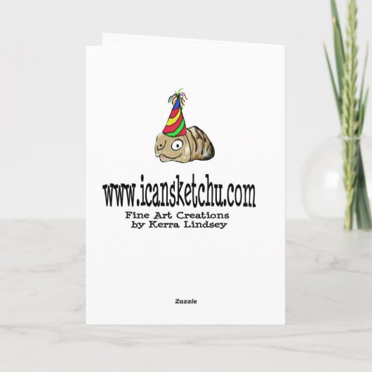 Schildpad laat Happy Birthday Kaart (Achterkant)