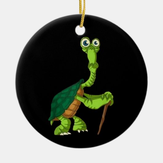 Schildpad Landschildpad Gepensioneerd Grappig Staa Keramisch Ornament (Voorkant)