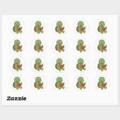 Schildpad leest boek ronde sticker (Vel)