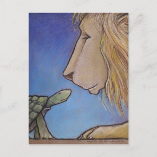 schildpad leeuw briefkaart (Voorkant)