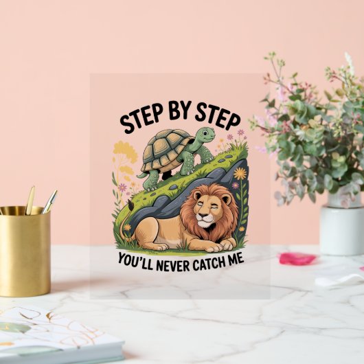 Schildpad Leeuw Grappig Acryl Bord (Huwelijk)