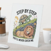 Schildpad Leeuw Grappig Reclamebord Met Voetstuk (Insitu)