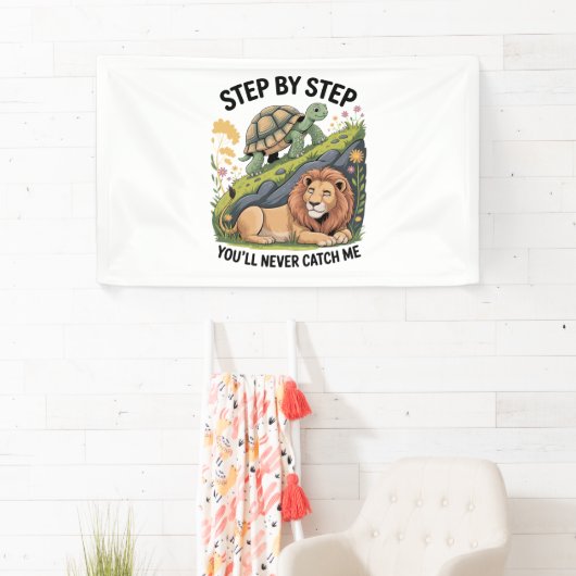 Schildpad Leeuw Grappig Spandoek (Insitu)