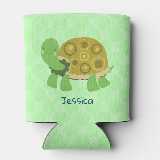Schildpad licht groen gepersonaliseerde naam blikjeskoeler (Achterkant)
