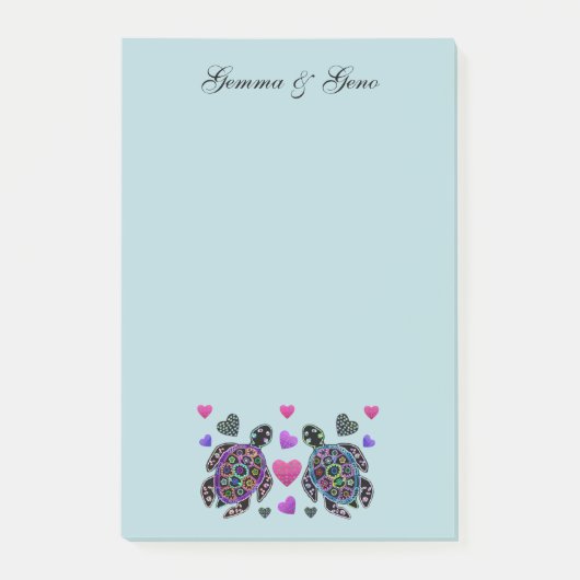 Schildpad Liefde Aangepaste Namen Post-it® Notes (Voorkant)
