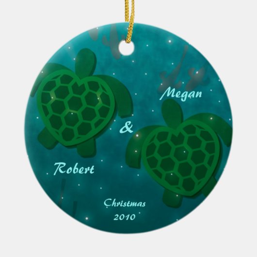 Schildpad Liefde Kerstmis Ornament (Voorkant)
