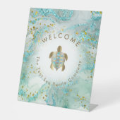 schildpad logo reclamebord met voetstuk (Voorkant)