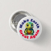 Schildpad, maak de aarde weer geweldig, Schattigee Ronde Button 3,2 Cm (Voorkant /achterkant)
