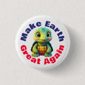 Schildpad, maak de aarde weer geweldig, Schattigee Ronde Button 3,2 Cm (Voorkant)