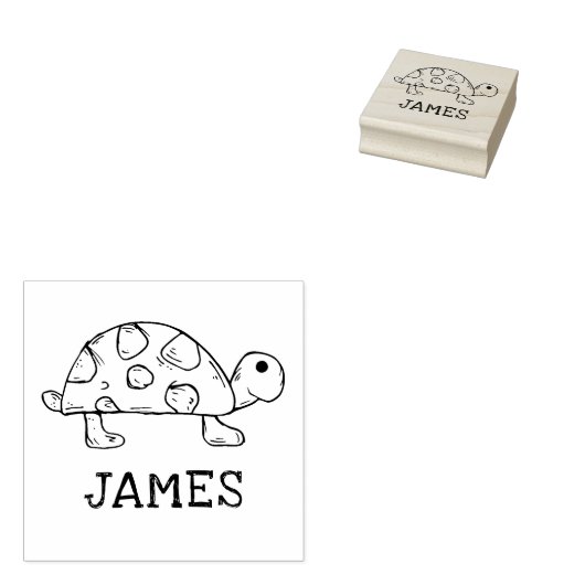 Schildpad met aangepaste naam Handtekening Rubber  Rubberstempel (Gestempeld)