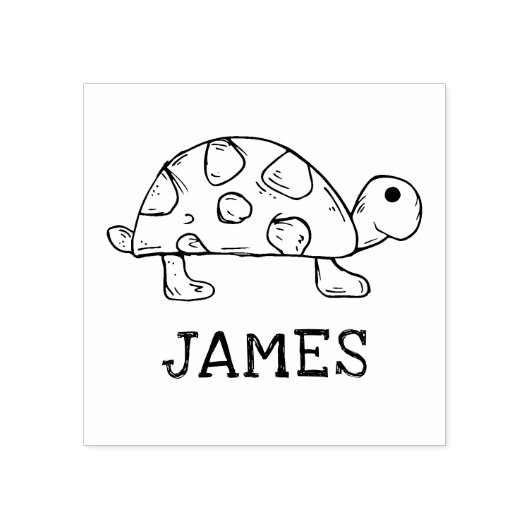 Schildpad met aangepaste naam Handtekening Rubber Rubberstempel (Afrduk)