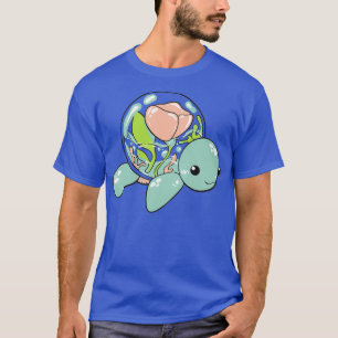 schildpad met aquariumbloem t-shirt