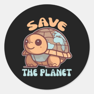Schildpad met bescherming van het milieu van de aa ronde sticker