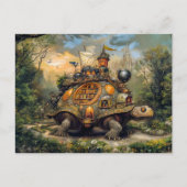 Schildpad met bibliotheek en dakterras op het pad briefkaart (Voorkant)