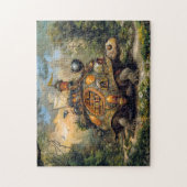 Schildpad met bibliotheek en dakterras op het Pat Legpuzzel (Verticaal)