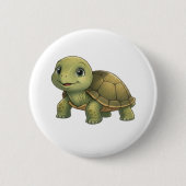 Schildpad met bladhoed speld | Dierenbadge Ronde Button 5,7 Cm (Voorkant)