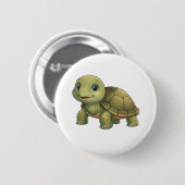 Schildpad met bladhoed speld | Dierenbadge Ronde Button 5,7 Cm (Voorkant /achterkant)