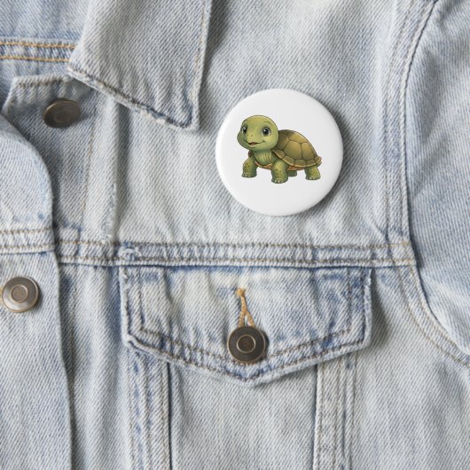 Schildpad met bladhoed speld | Dierenbadge Ronde Button 5,7 Cm (In situ)