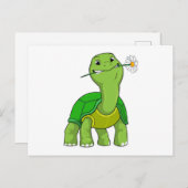 Schildpad met Bloem Daisy Briefkaart (Voorkant / Achterkant)