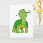 Schildpad met bloem Daisy Kaart (Gele Bloem)