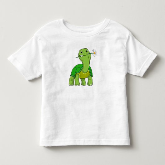 Schildpad met Bloem Madeliefje Kinder Shirts (Voorkant)
