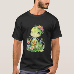 Schildpad met bloemen schattige schildpadden afges t-shirt