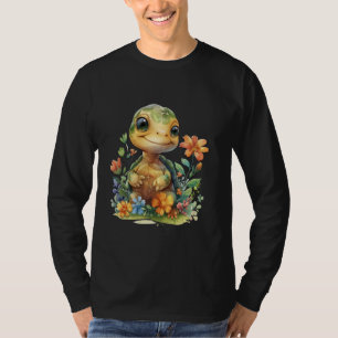 Schildpad met bloemen schattige schildpadden afges t-shirt