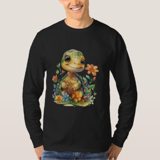 Schildpad met bloemen schattige schildpadden afges t-shirt