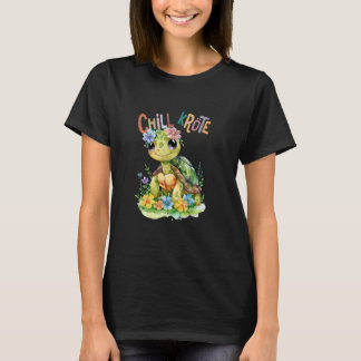 Schildpad met bloemen schattige schildpadden afges t-shirt