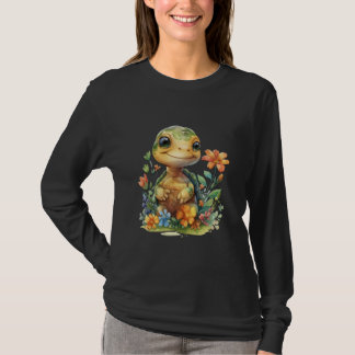 Schildpad met bloemen schattige schildpadden afges t-shirt