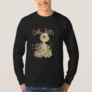 Schildpad met bloemen schattige schildpadden afges t-shirt