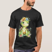 Schildpad met bloemen schattige schildpadden afges t-shirt (Voorkant)