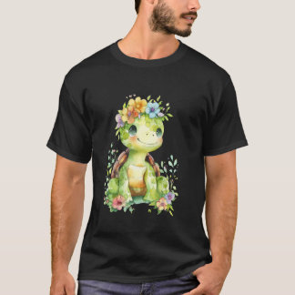 Schildpad met bloemen schattige schildpadden afges t-shirt