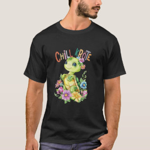 Schildpad met bloemen schattige schildpadden afges t-shirt