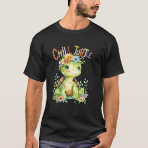Schildpad met bloemen schattige schildpadden afges t-shirt