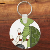 Schildpad met bowlingpennen en -kogel sleutelhanger (Voorkant)