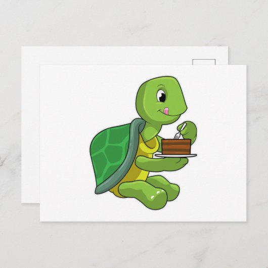 Schildpad met cake briefkaart (Voorkant / Achterkant)