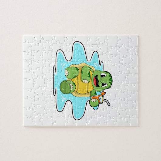 Schildpad met Drink in water Legpuzzel (Horizontaal)