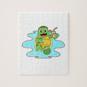 Schildpad met Drink in water Legpuzzel (Verticaal)